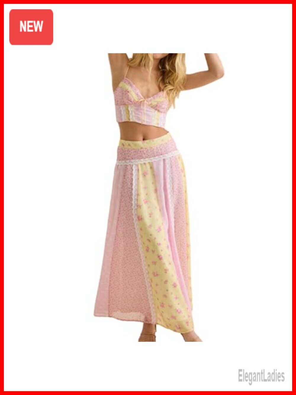 Womens 2 Piece Skirt Set Sleeveless Crop Top Pleated Maxi Skirt